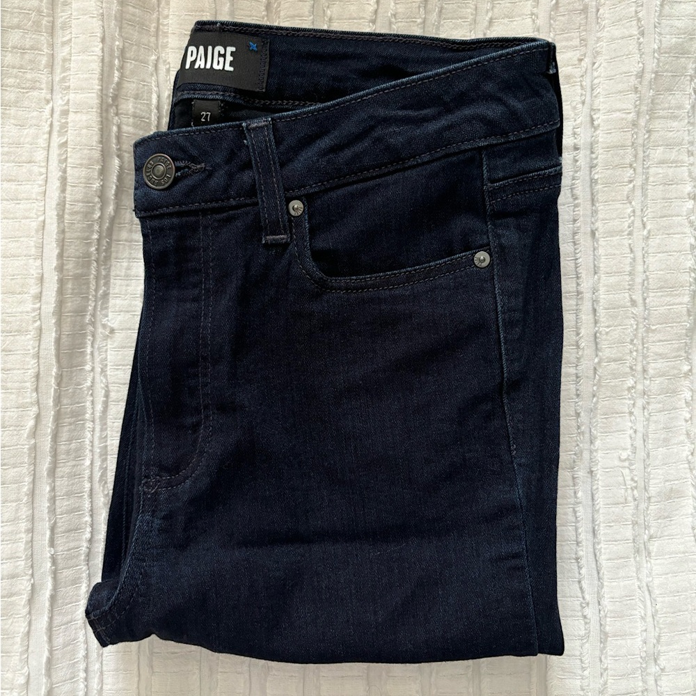Paige Jeans - High Rise Manhattan 34” Inseam - Dark Blue